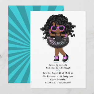 Cool Hip Hop Tutu Rap Girl Birthday Party Kaart