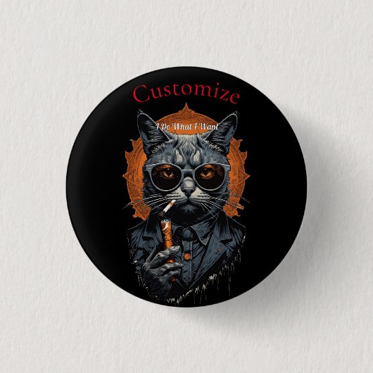Cool Hip Kat Thunder_Cove Ronde Button 3,2 Cm (Voorkant)