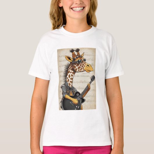 cool hip kind meisje giraff t-shirt ontwerp wild l (Voorkant)