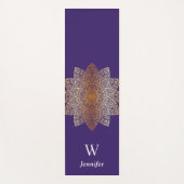 Cool hippie roos gold paarse mandala illustratie yogamat (Voorkant)