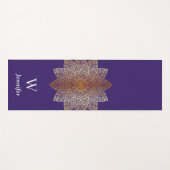 Cool hippie roos gold paarse mandala illustratie yogamat (Voorkant (horizontaal))