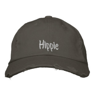 Cool Hippie Rustiek Nikkel Grijs Wit Geborduurde Pet