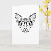 Cool Hippie Sphynx Cat Siamese Cat persian glazen Kaart (Gele Bloem)