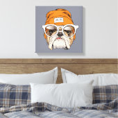 Cool Hipster Bulldog Canvas Afdruk (Insitu (Slaapkamer))