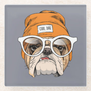 Cool Hipster Bulldog Glazen Onderzetter