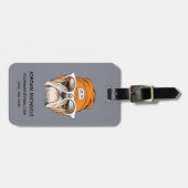 Cool Hipster Bulldog | Jouw namen toevoegen Bagagelabel (Voorkant horizontaal)