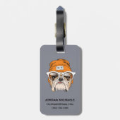 Cool Hipster Bulldog | Jouw namen toevoegen Bagagelabel (Achterkant verticaal)