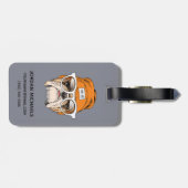 Cool Hipster Bulldog | Jouw namen toevoegen Bagagelabel (Achterkant horizontaal)