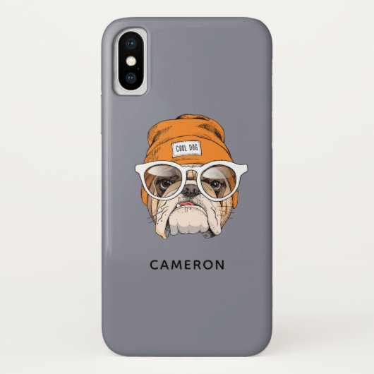Cool Hipster Bulldog | Jouw namen toevoegen Case-Mate iPhone Case (Achterkant)
