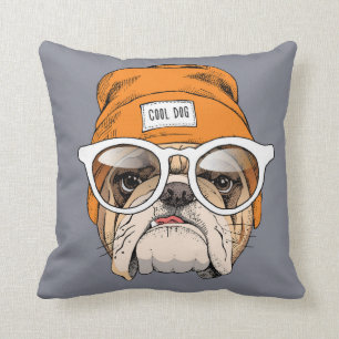Cool Hipster Bulldog Kussen
