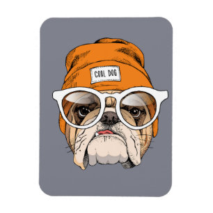 Cool Hipster Bulldog Magneet