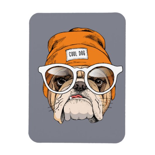 Cool Hipster Bulldog Magneet (Verticaal)