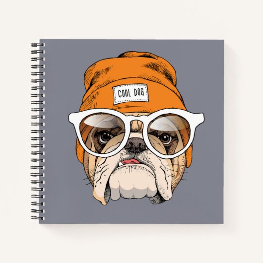 Cool Hipster Bulldog Notitieboek (Voorkant)