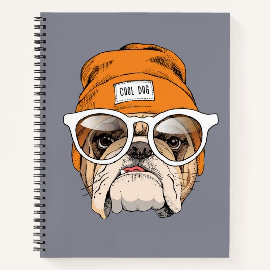 Cool Hipster Bulldog Notitieboek (Voorkant)