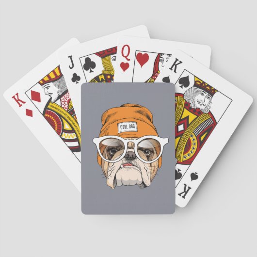 Cool Hipster Bulldog Pokerkaarten (Achterkant)