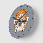Cool Hipster Bulldog Ronde Klok (Hoek)
