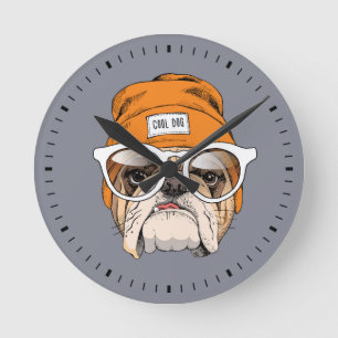 Cool Hipster Bulldog Ronde Klok