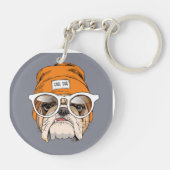 Cool Hipster Bulldog Sleutelhanger (Achterkant)