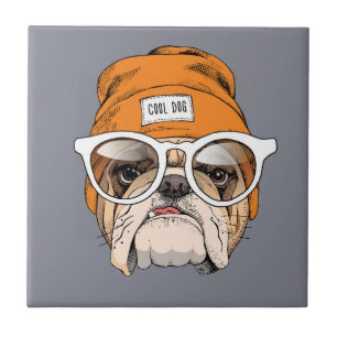 Cool Hipster Bulldog Tegeltje