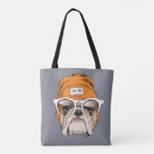 Cool Hipster Bulldog Tote Bag (Achterkant)