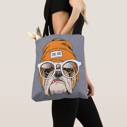 Cool Hipster Bulldog Tote Bag (Dichtbij)