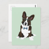 Cool Hipster Cardigan Welsh Corgi voor Hondenliefh Briefkaart (Voorkant / Achterkant)