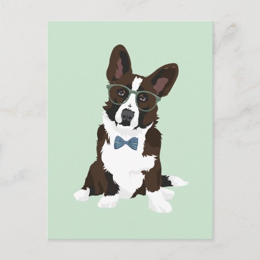 Cool Hipster Cardigan Welsh Corgi voor Hondenliefh Briefkaart (Voorkant)