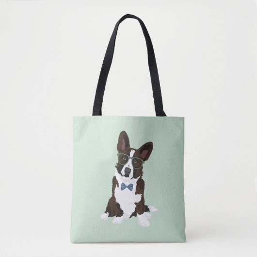 Cool Hipster Cardigan Welsh Corgi voor Hondenliefh Tote Bag (Voorkant)