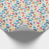 Cool Hipster Cartoon Cats Cadeauverpakking Cadeaupapier (Hoek)