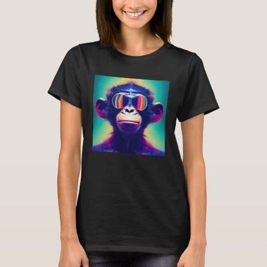 Cool Hipster Colorful Monkey Illustration Graphic  T-shirt (Voorkant)