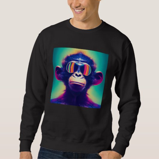 Cool Hipster Colorful Monkey Illustration Graphic  Trui (Voorkant)