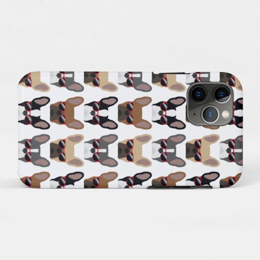 Cool Hipster Frans Bulldog Patterned Telefoon Case (Achterkant (horizontaal))