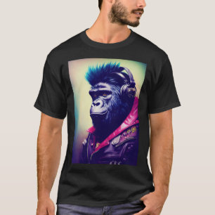 Cool Hipster Kleurrijke Gorilla Illustratie Grafis T-shirt