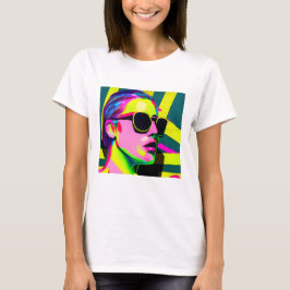 Cool Hipster Lady in Zonnebril Moderne Kunst T-shirt