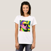 Cool Hipster Lady in Zonnebril Moderne Kunst T-shirt (Voorkant volledig)