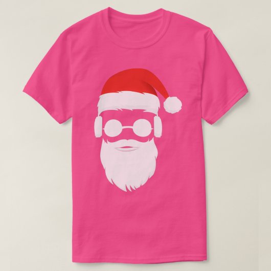 Cool Hipster Santa Claus Beard Sunbril Headphon T-shirt (Design voorkant)