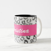 Cool Hipster Waterverf Leopard Monogram Tweekleurige Koffiemok (Voorkant rechts)