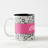 Cool Hipster Waterverf Leopard Monogram Tweekleurige Koffiemok (Links)