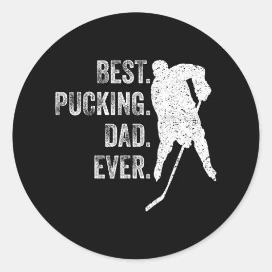 Cool Hockey Papa Grappig Beste Puck Ooit Ronde Sticker (Voorkant)