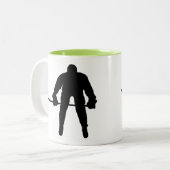Cool Hockey Player Tweekleurige Koffiemok (Voorkant links)