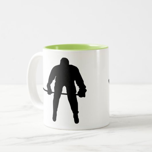Cool Hockey Player Tweekleurige Koffiemok (Voorkant links)
