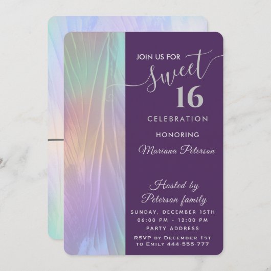 Cool Holografen trendy waterverf abstract zoet 16 Kaart (Voorkant / Achterkant)