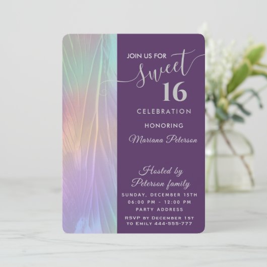 Cool Holografen trendy waterverf abstract zoet 16 Kaart (Staand voorkant)