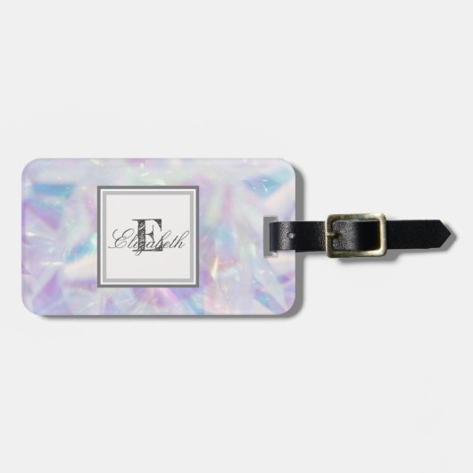 Cool holografisch, diamanten monogram - Gepersonal Bagagelabel (Voorkant horizontaal)