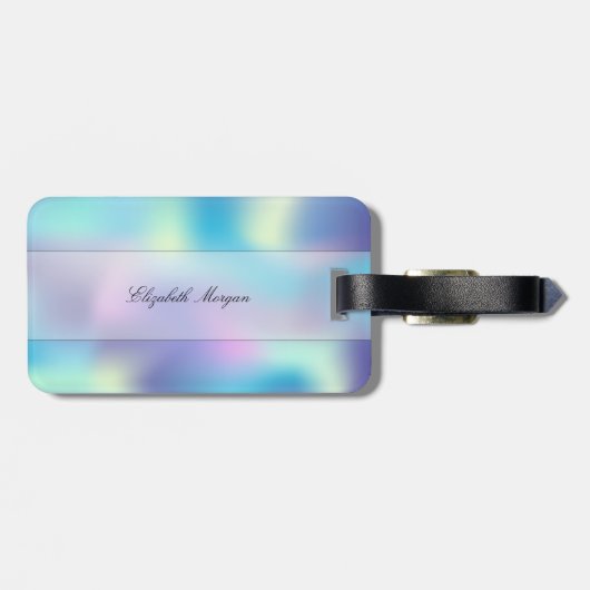 Cool holografisch, met monogram-personalisatie bagagelabel (Achterkant horizontaal)