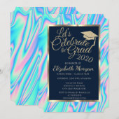 Cool holographic Glitter Gradup Afstuderen Kaart (Voorkant / Achterkant)