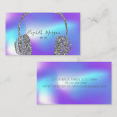 Cool holographic Silver Glitter Headphone DJ Visitekaartje (Voorkant / Achterkant)