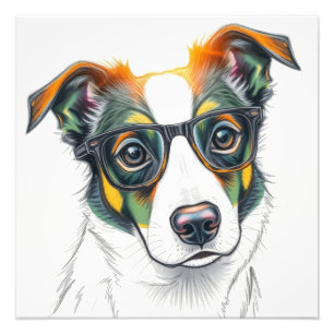 Cool hond met zonnebril foto afdruk