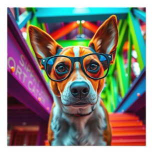 Cool hond met zonnebril foto afdruk