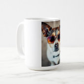 Cool hond met zonnebril koffiemok (Voorkant links)